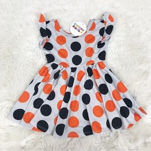 DOT DOT SMILE Baby Girl‎ Polka Dot Halloween Dress Orange Black 6-12 Months